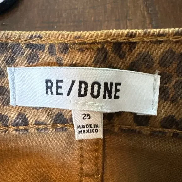 RE/DONE 70's Bootcut High Rise Rigid Jeans in Leopard Twill Size 25 NWT